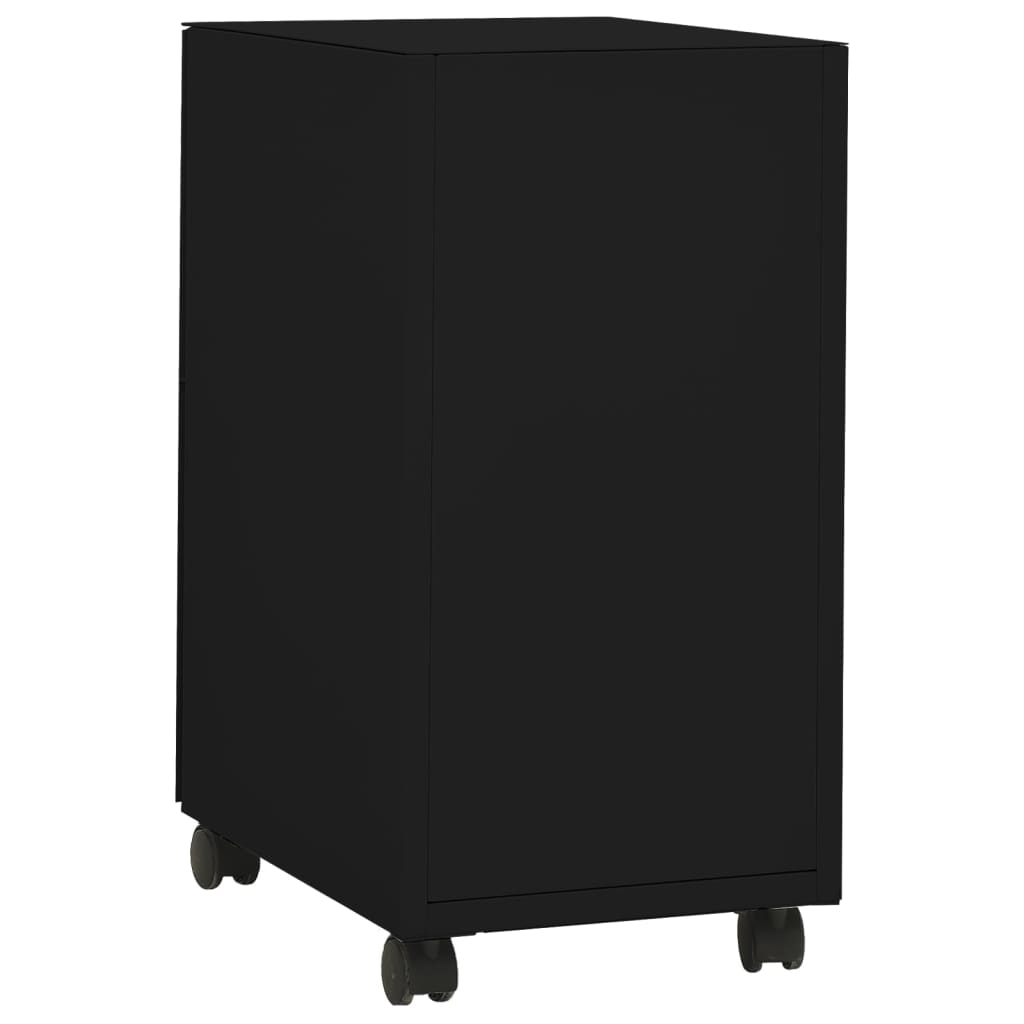 vidaXL Aktenschrank mit Rollen Schwarz 30x45x59 cm Stahl