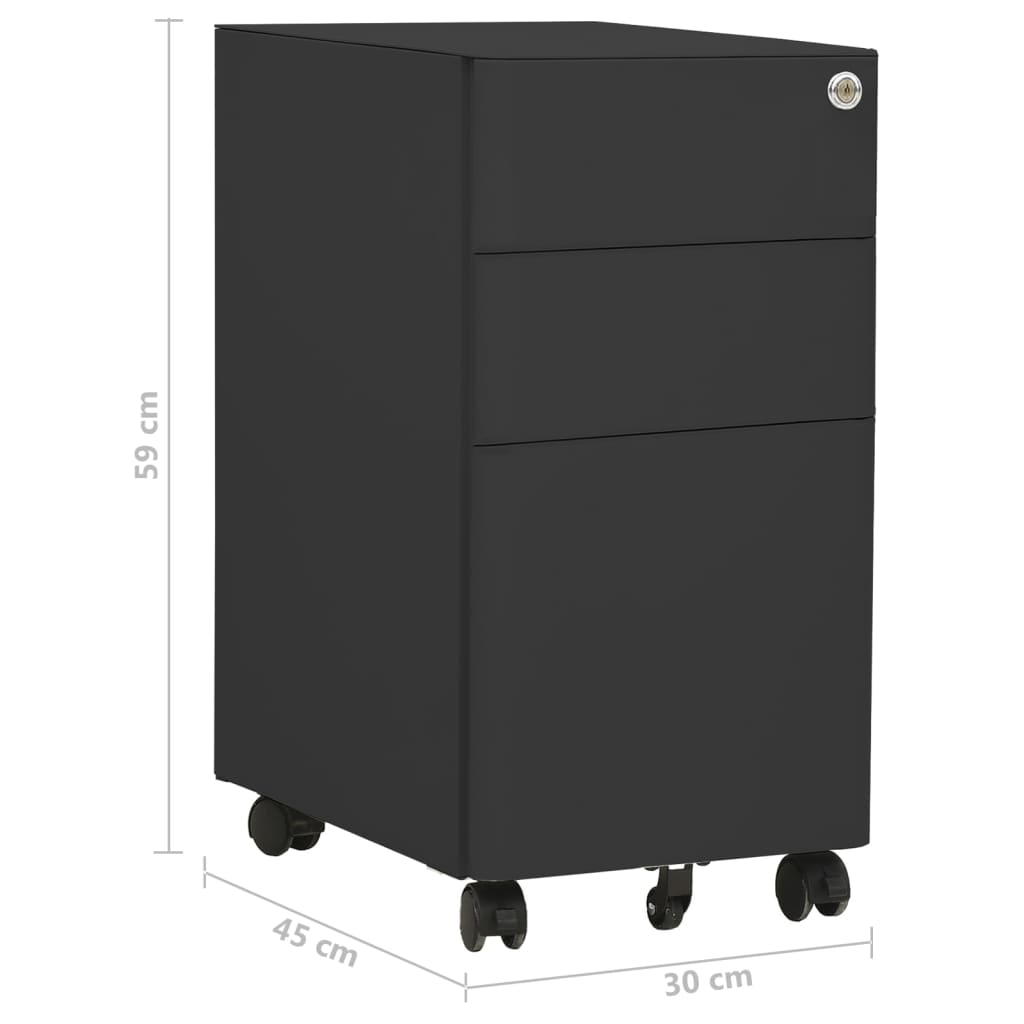 vidaXL Aktenschrank mit Rollen Anthrazit 30x45x59 cm Stahl