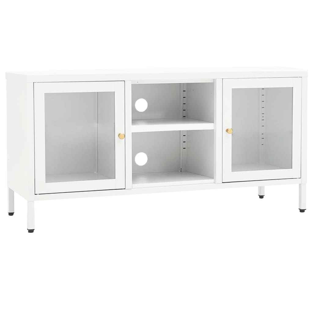 vidaXL TV-Schrank Weiß 105x35x52 cm Stahl und Glas