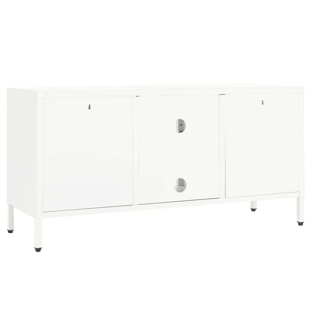 vidaXL TV-Schrank Weiß 105x35x52 cm Stahl und Glas