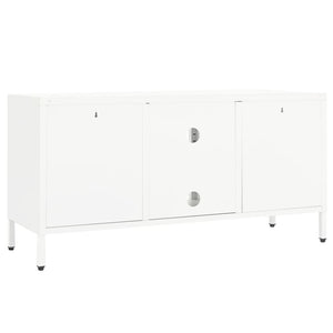 vidaXL TV-Schrank Weiß 105x35x52 cm Stahl und Glas