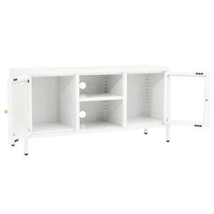 vidaXL TV-Schrank Weiß 105x35x52 cm Stahl und Glas