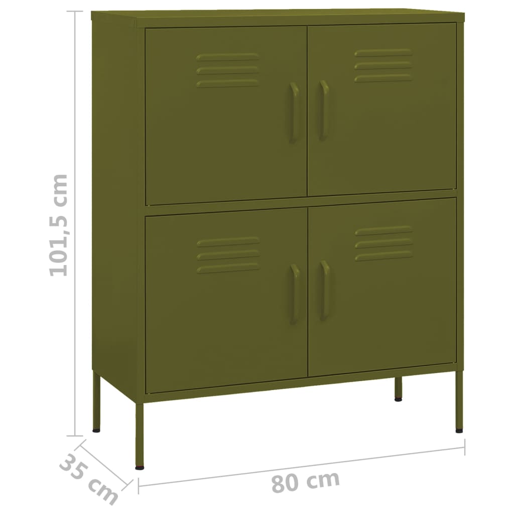 Lagerschrank Olivgrün 80x35x101,5 cm Stahl Stilecasa