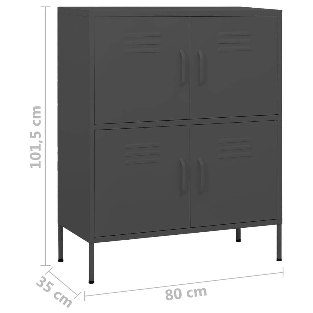 Lagerschrank Anthrazit 80x35x101,5 cm Stahl Stilecasa