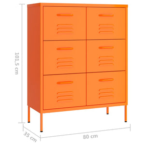 vidaXL Schubladenschrank Orange 80x35x101,5 cm Stahl