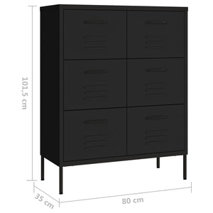 vidaXL Schubladenschrank Schwarz 80x35x101,5 cm Stahl