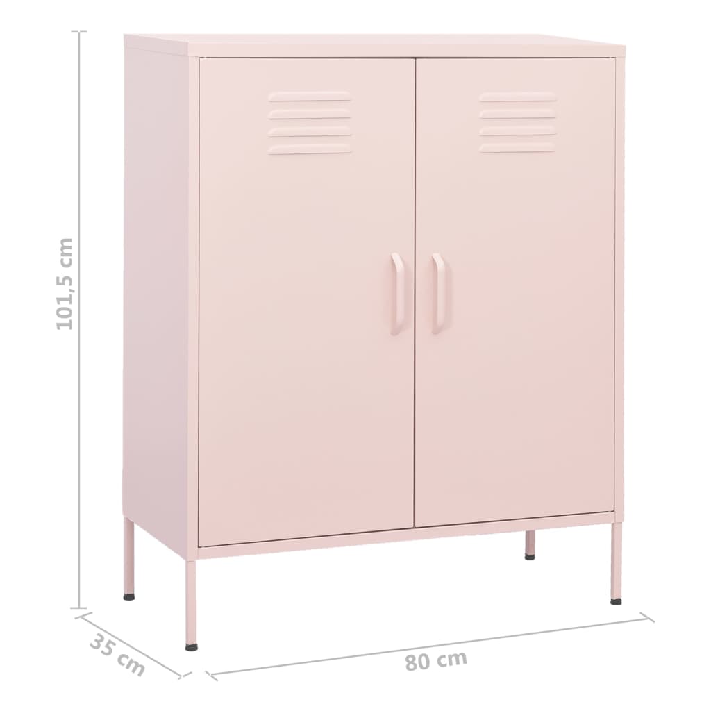 vidaXL Beistellschrank Rosa 80x35x101,5 cm Stahl