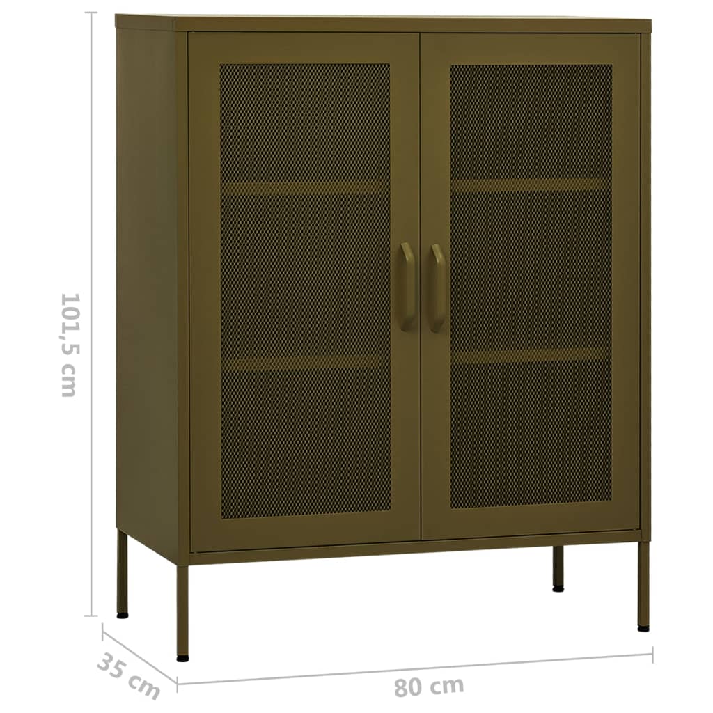 vidaXL Lagerschrank Olivgrün 80x35x101,5 cm Stahl