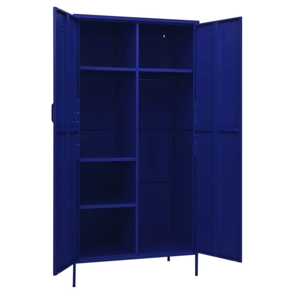 Kleiderschrank Marineblau 90x50x180 cm Stahl Stilecasa