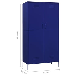 Kleiderschrank Marineblau 90x50x180 cm Stahl Stilecasa