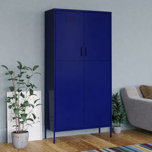 Kleiderschrank Marineblau 90x50x180 cm Stahl Stilecasa