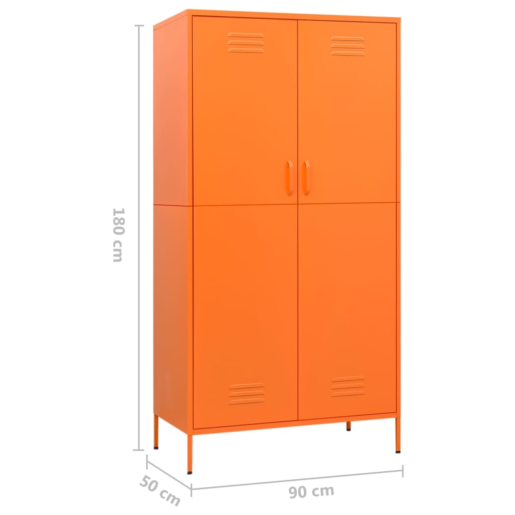 Kleiderschrank Orange 90x50x180 cm Stahl Stilecasa