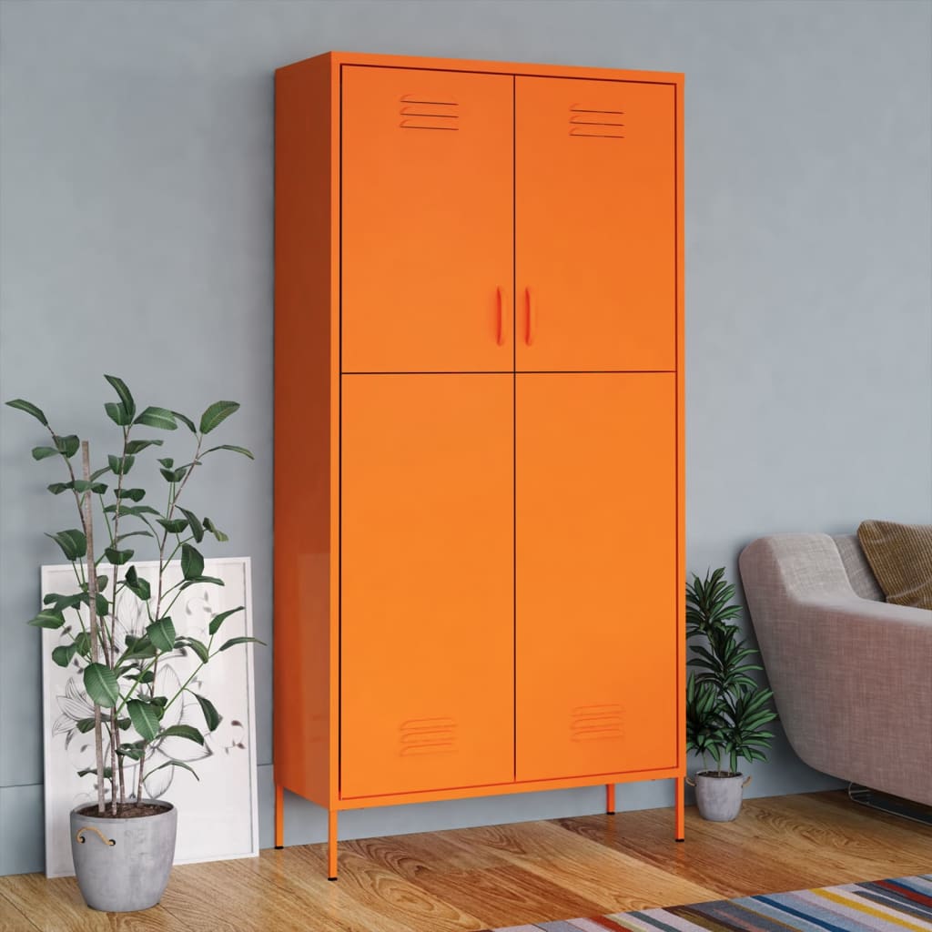 Kleiderschrank Orange 90x50x180 cm Stahl Stilecasa