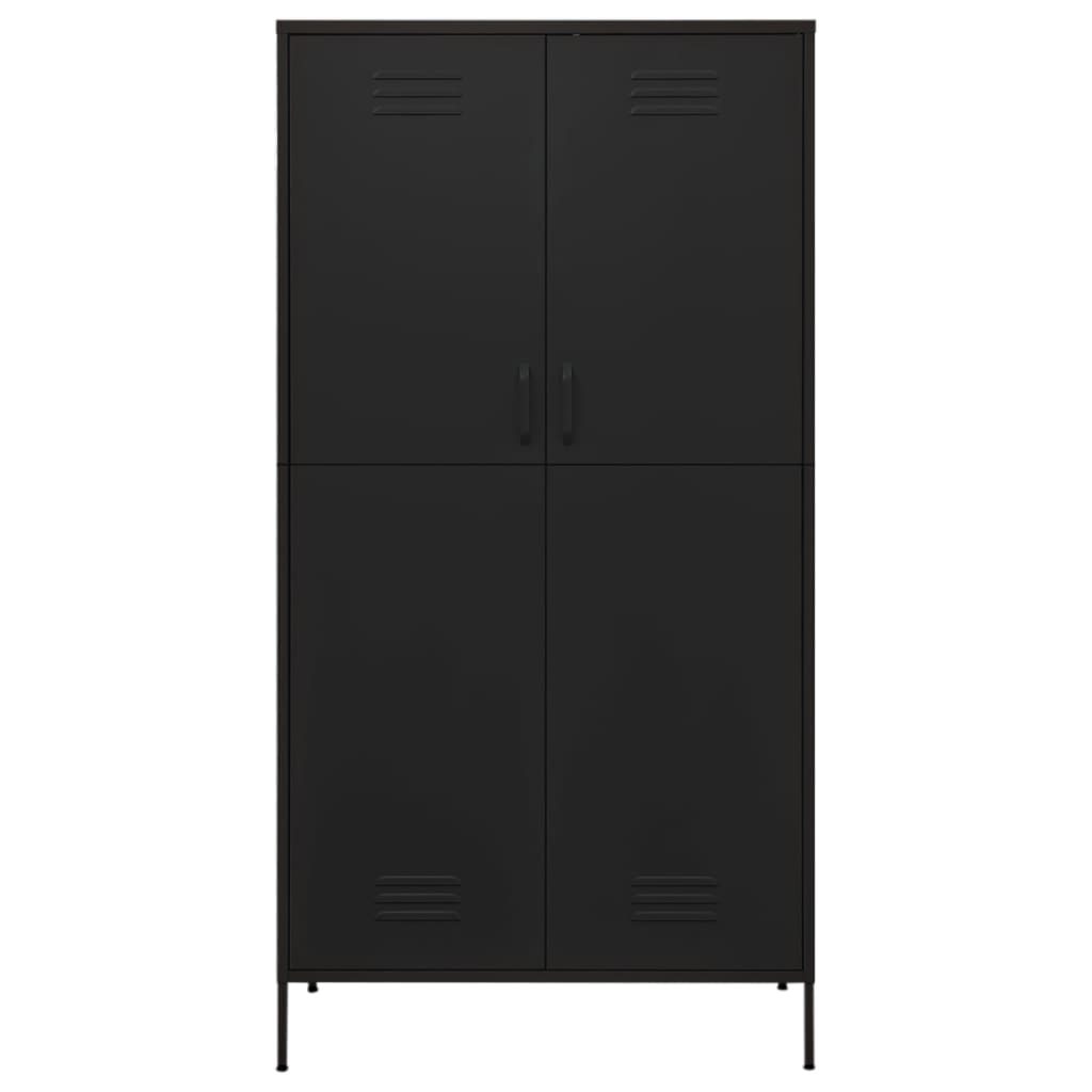 Kleiderschrank Schwarz 90x50x180 cm Stahl Stilecasa