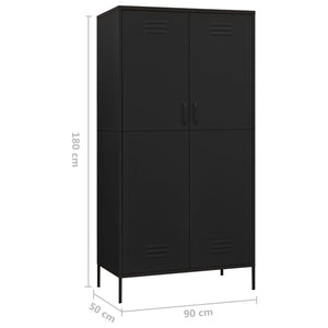 Kleiderschrank Schwarz 90x50x180 cm Stahl Stilecasa