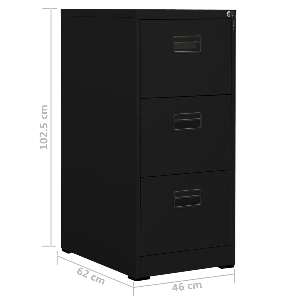 Aktenschrank Schwarz 46x62x102,5 cm Stahl Stilecasa