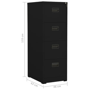 vidaXL Aktenschrank Schwarz 46x62x133 cm Stahl