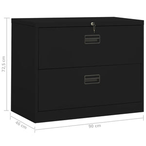 Aktenschrank Schwarz 90x46x72,5 cm Stahl