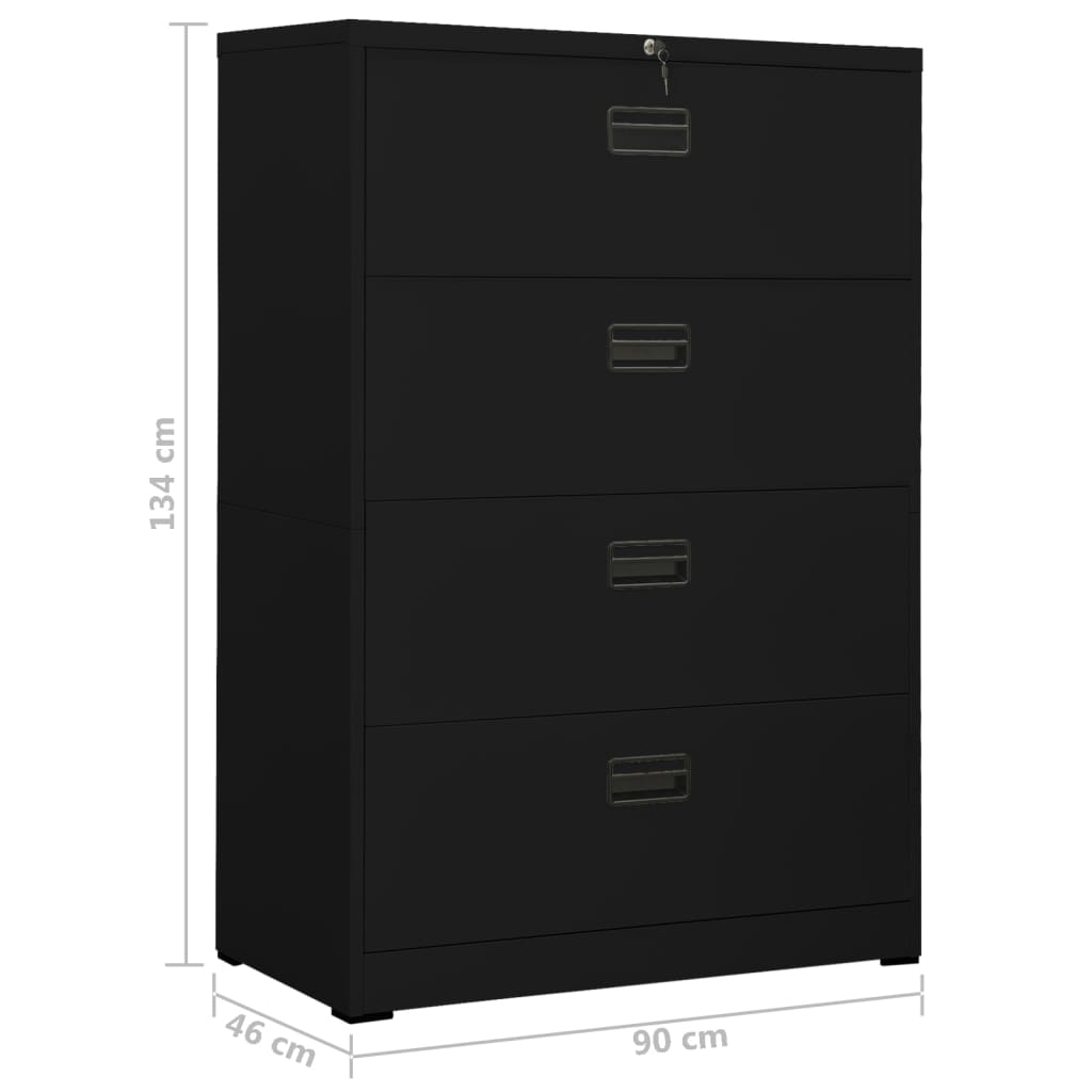 vidaXL Aktenschrank Schwarz 90x46x134 cm Stahl