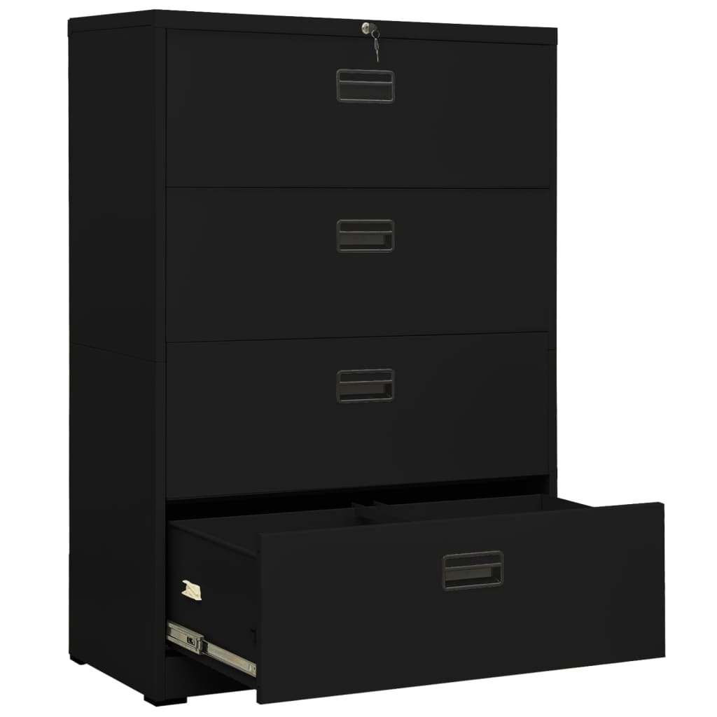 vidaXL Aktenschrank Schwarz 90x46x134 cm Stahl