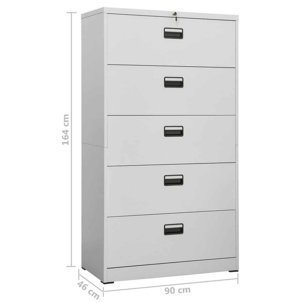 Aktenschrank Hellgrau 90x46x164 cm Stahl Stilecasa