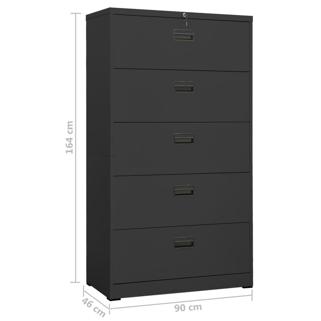 Aktenschrank Anthrazit 90x46x164 cm Stahl Stilecasa