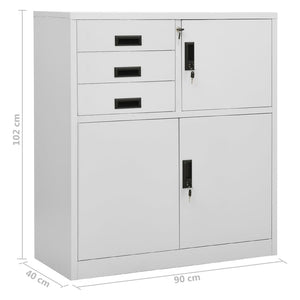 vidaXL Büroschrank Hellgrau 90x40x102 cm Stahl