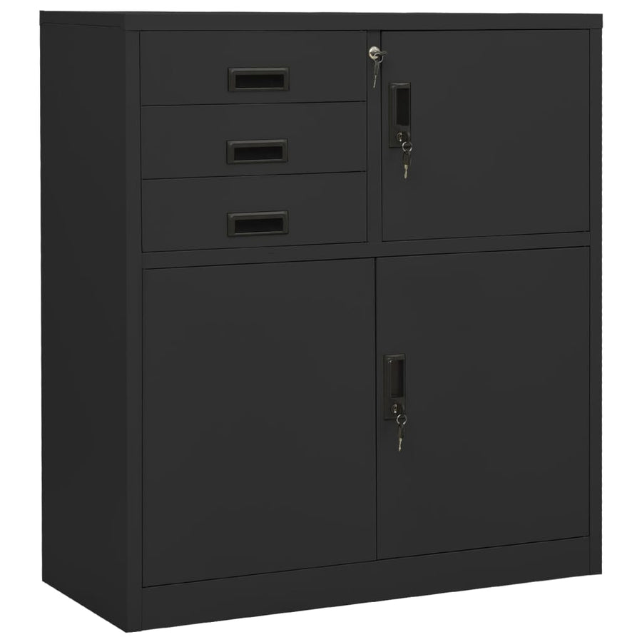 Büroschrank Anthrazit 90x40x102 cm Stahl Stilecasa