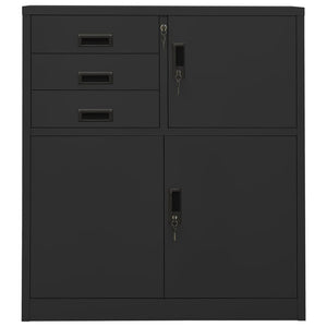 Büroschrank Anthrazit 90x40x102 cm Stahl Stilecasa