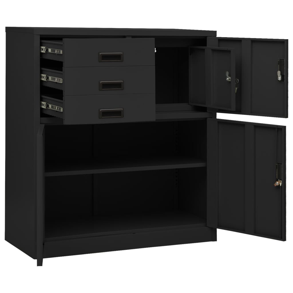 Büroschrank Anthrazit 90x40x102 cm Stahl Stilecasa