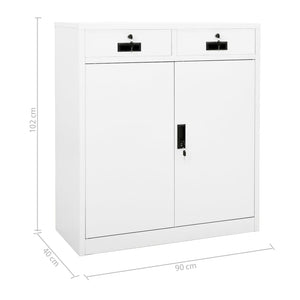 vidaXL Büroschrank Weiß 90x40x102 cm Stahl