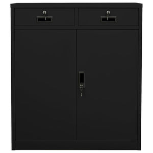 Büroschrank Schwarz 90x40x102 cm Stahl Stilecasa