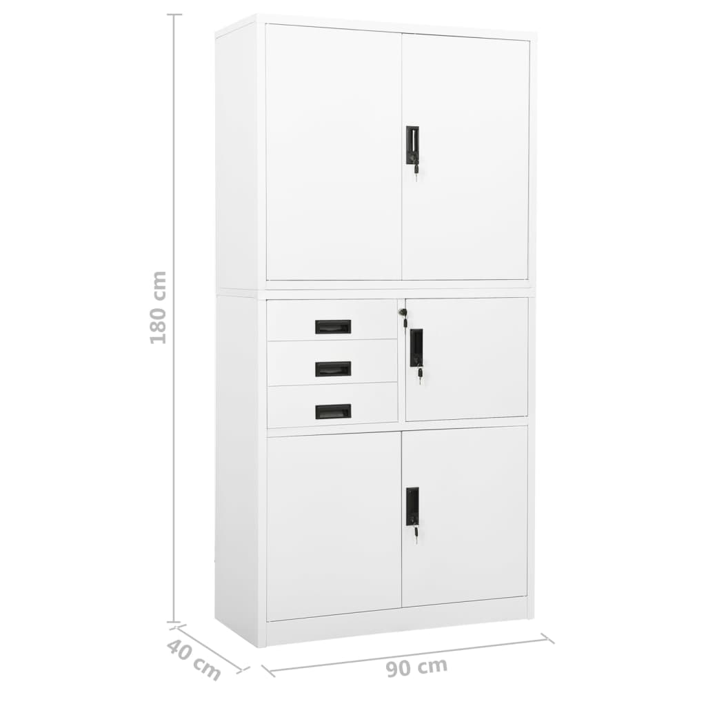 vidaXL Büroschrank Weiß 90x40x180 cm Stahl