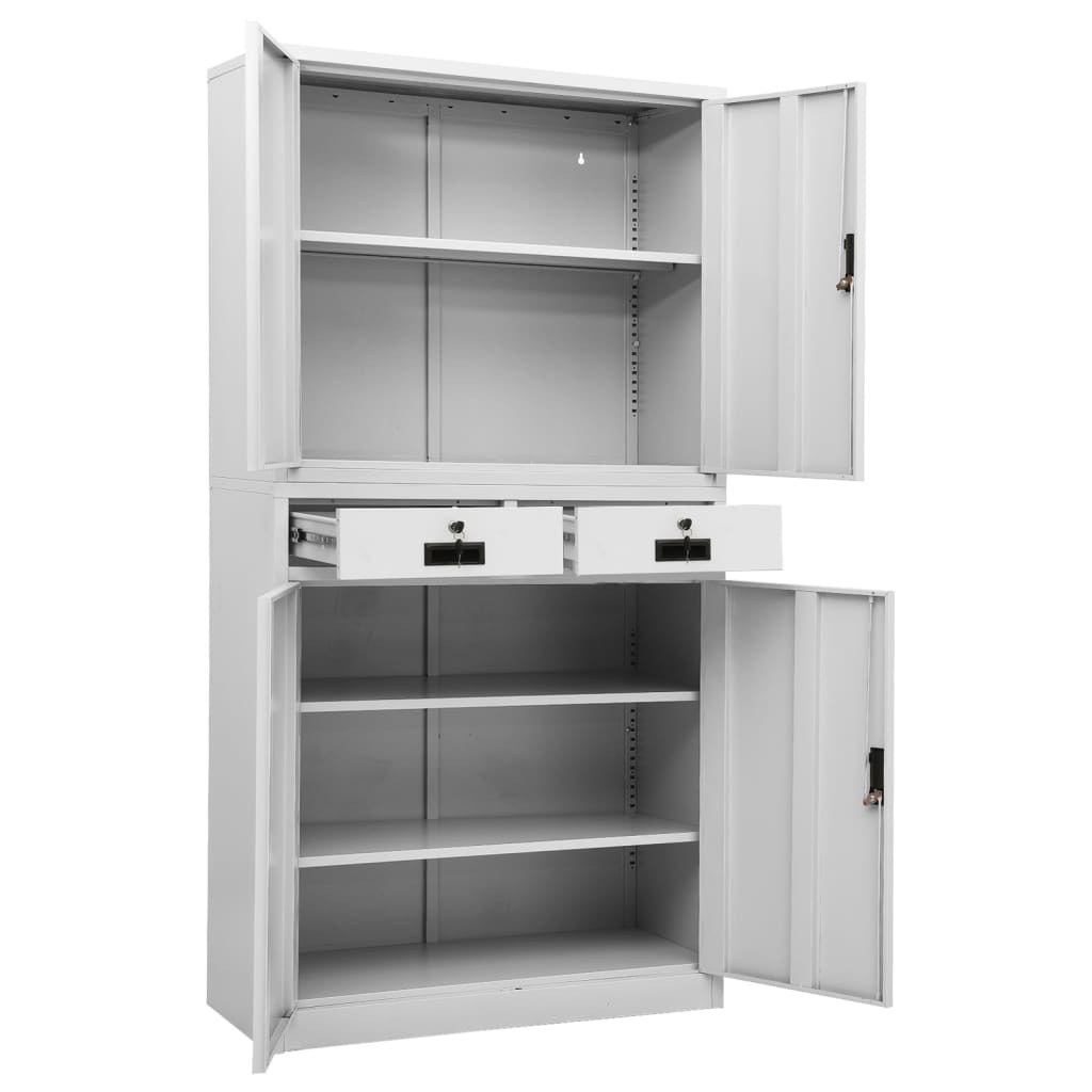 vidaXL Büroschrank Hellgrau 90x40x180 cm Stahl