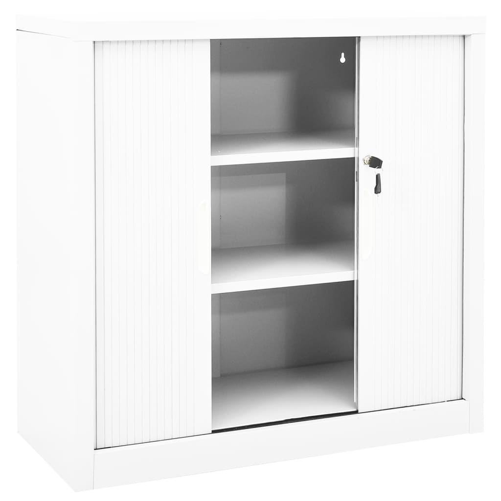 vidaXL Schrank mit Schiebetür Weiß 90x40x90 cm Stahl