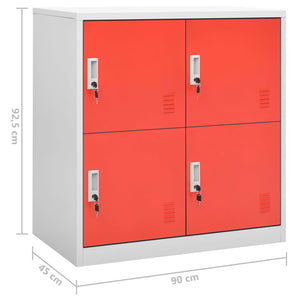 vidaXL Schließfachschrank Hellgrau und Rot 90x45x92,5 cm Stahl