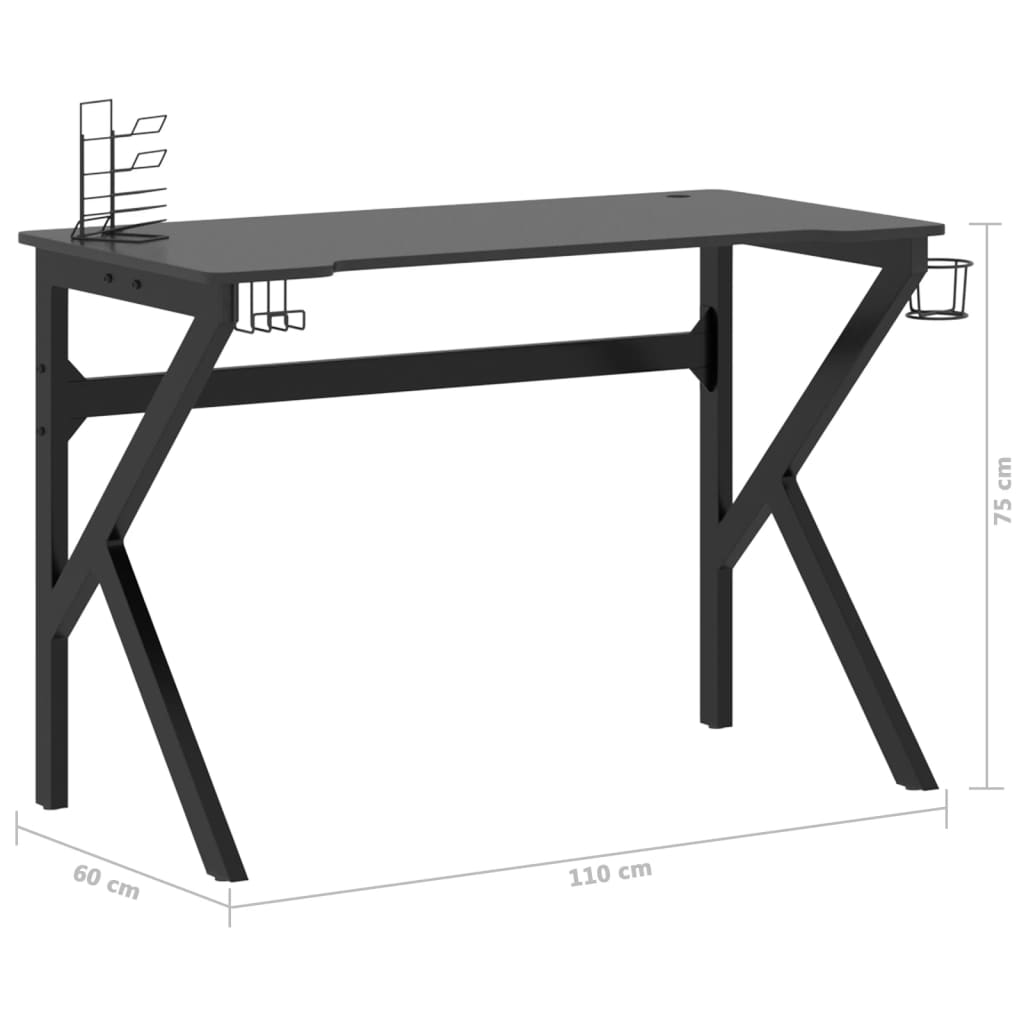 vidaXL Gaming-Schreibtisch mit K-Gestell Schwarz und Rot 110x60x75 cm