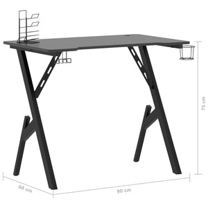 vidaXL Gaming-Schreibtisch mit Y-Gestell Schwarz 90x60x75 cm