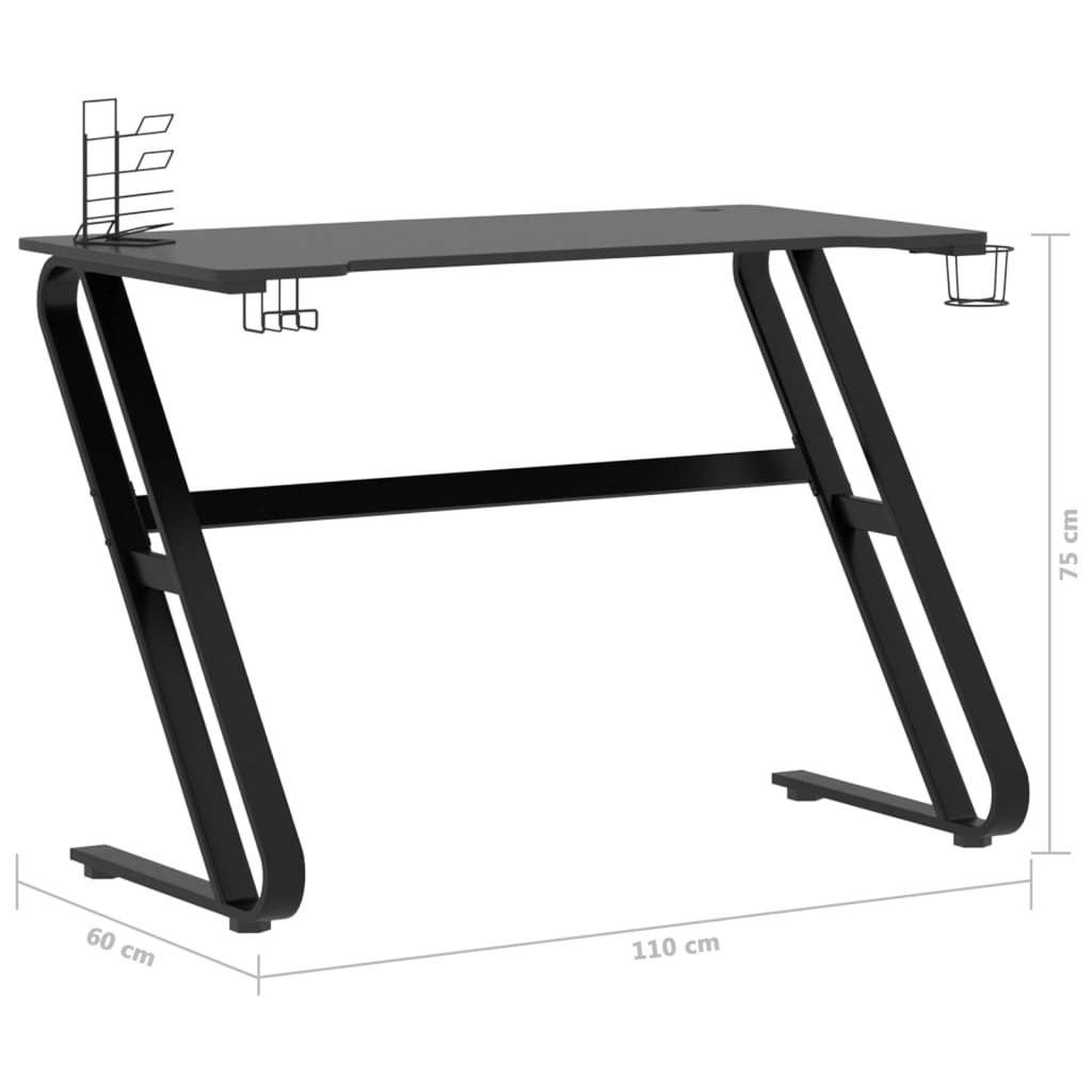 vidaXL Gaming-Schreibtisch mit ZZ-Gestell Schwarz und Rot 110x60x75 cm