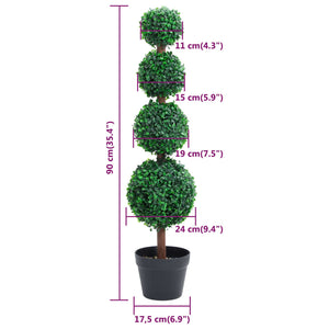 vidaXL Künstlicher Buchsbaum mit Topf Kugelform Grün 90 cm