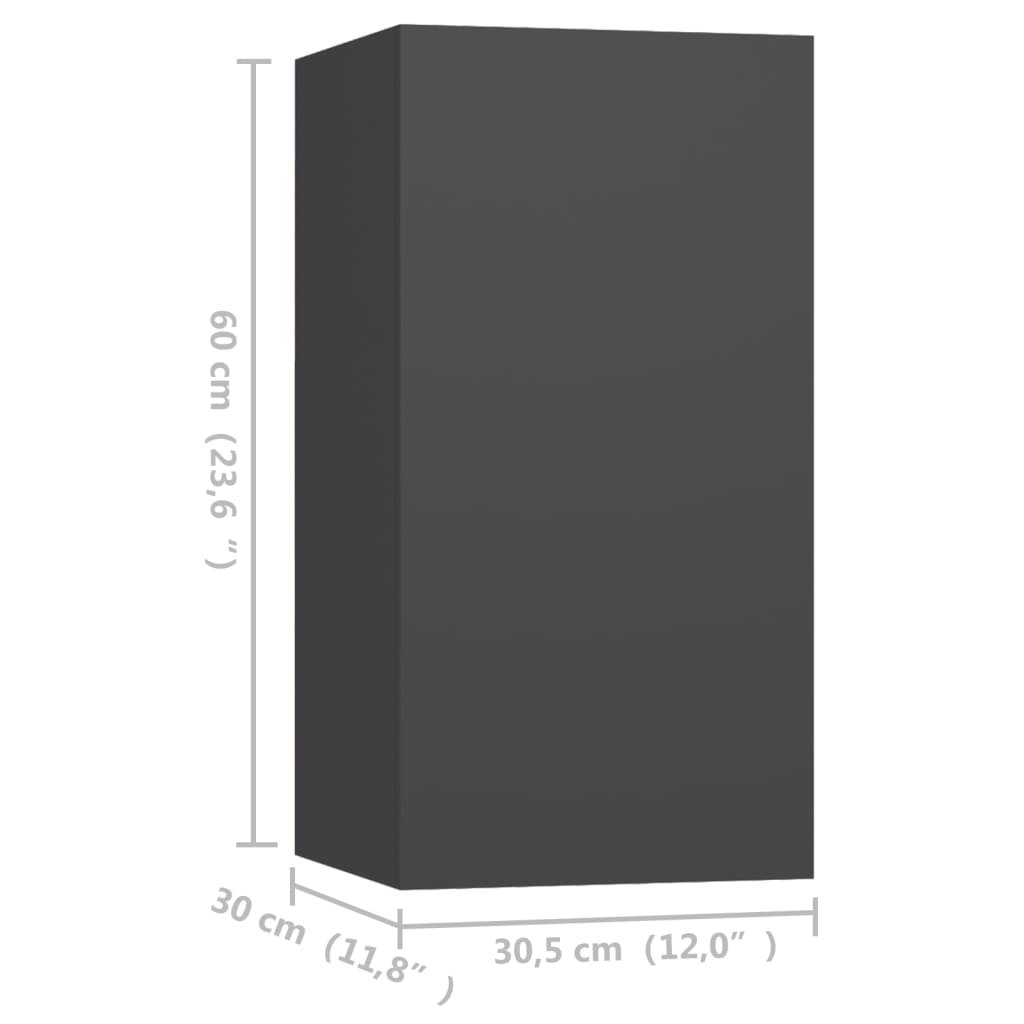 vidaXL TV-Schränke 4 Stk. Grau 30,5x30x60 cm Holzwerkstoff