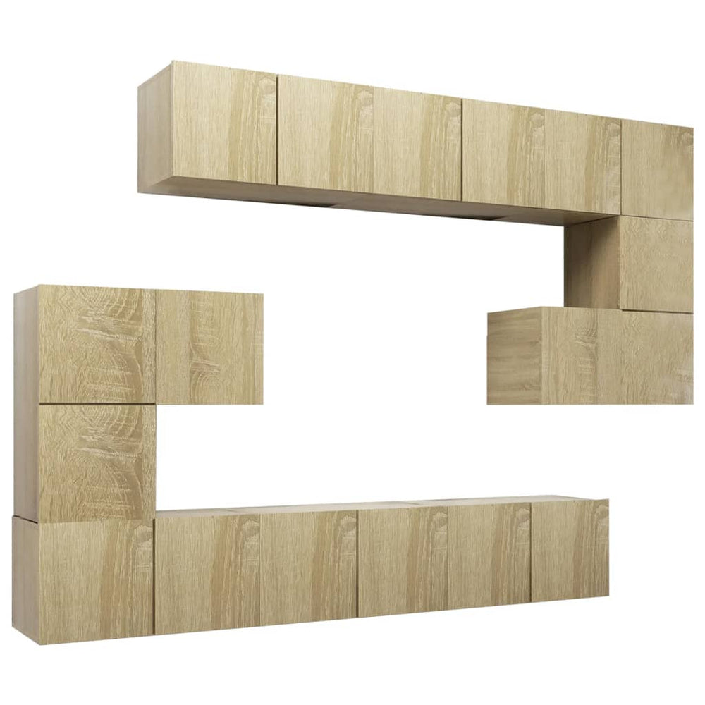 10-tlg. TV-Schrank-Set Sonoma-Eiche Holzwerkstoff Stilecasa