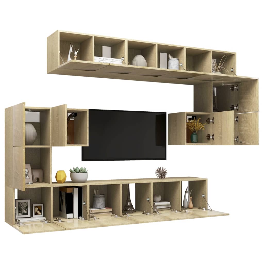 10-tlg. TV-Schrank-Set Sonoma-Eiche Holzwerkstoff Stilecasa