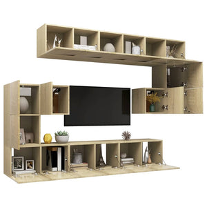 10-tlg. TV-Schrank-Set Sonoma-Eiche Holzwerkstoff Stilecasa