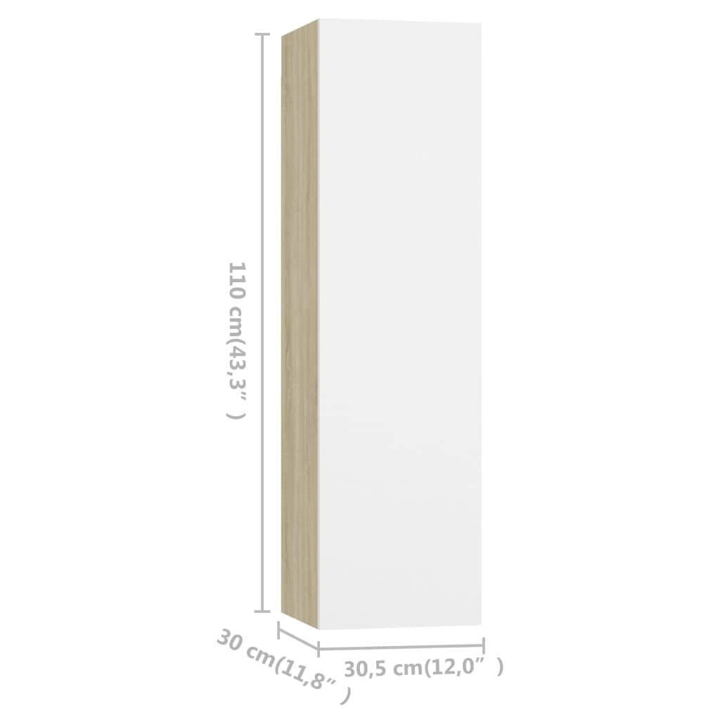 TV-Schränke 4Stk. Weiß Sonoma-Eiche 30,5x30x110cm Holzwerkstoff