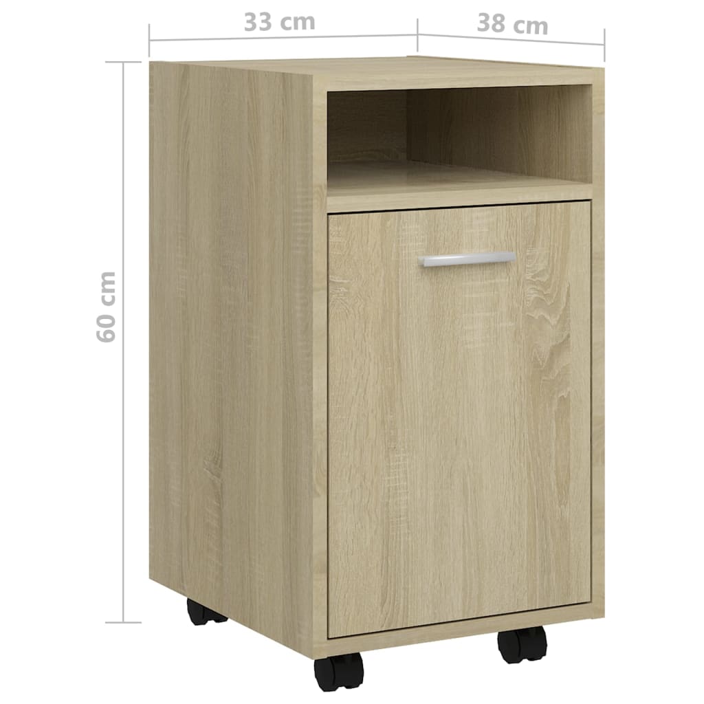 vidaXL Beistellschrank mit Rollen Sonoma-Eiche 33x38x60 cm