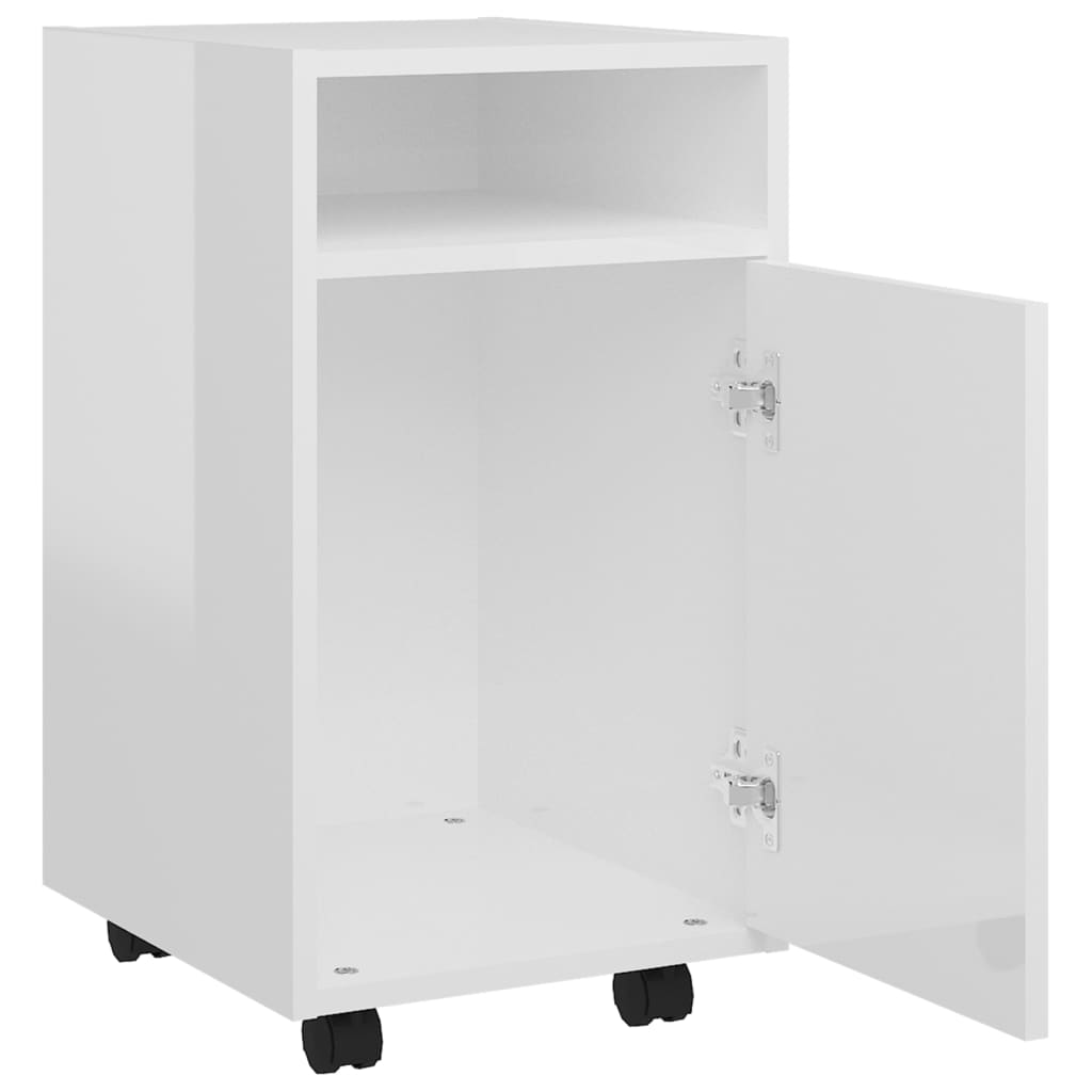 vidaXL Beistellschrank mit Rollen Hochglanz-Weiß 33x38x60 cm