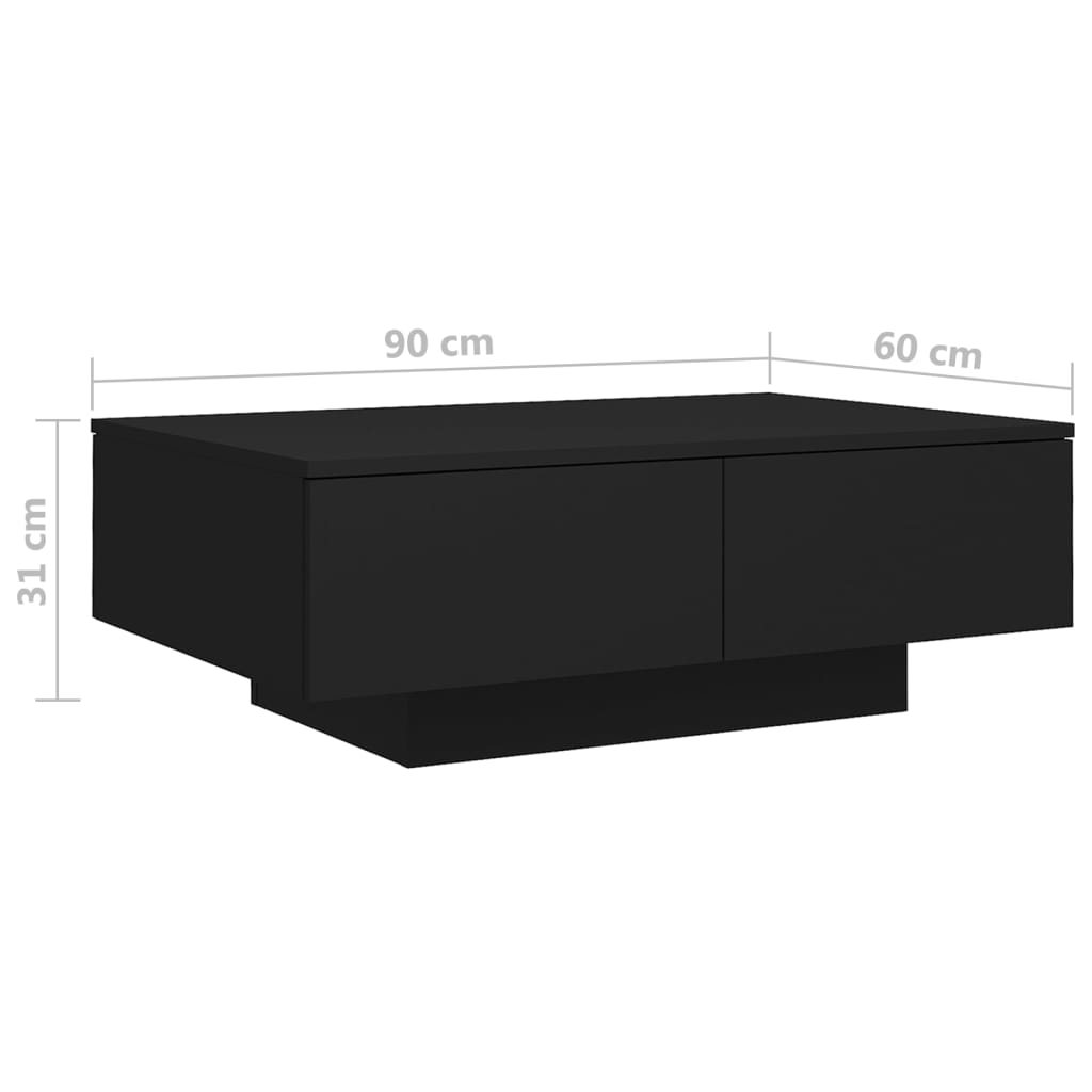 vidaXL Couchtisch Schwarz 90x60x31 cm Holzwerkstoff