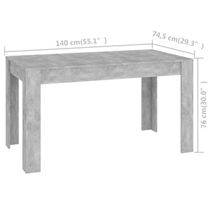 vidaXL Esstisch Betongrau 140x74,5x76 cm Holzwerkstoff