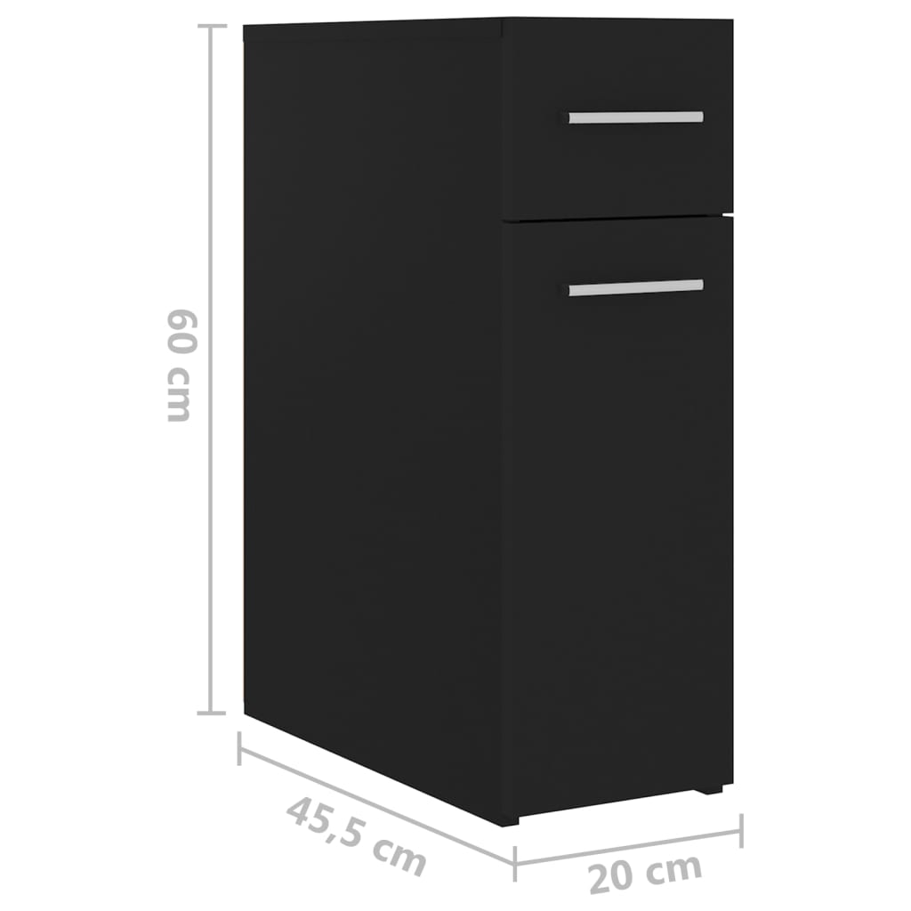 vidaXL Apothekerschrank Schwarz 20x45,5x60 cm Holzwerkstoff